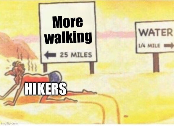 Hiker meme | More walking; HIKERS | image tagged in desert-man | made w/ Imgflip meme maker