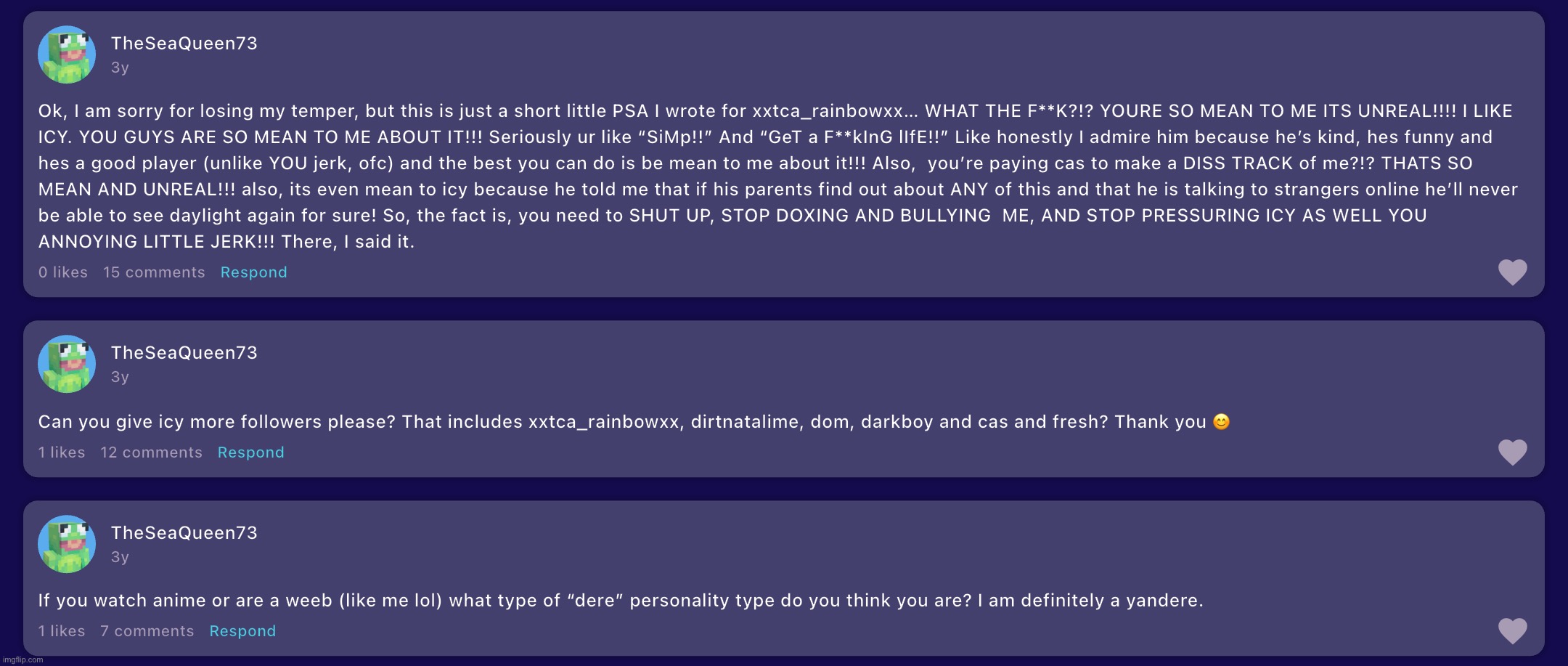Long story short, when I was 12, a girl on this shitty Minecraft forum was simping over me. | made w/ Imgflip meme maker