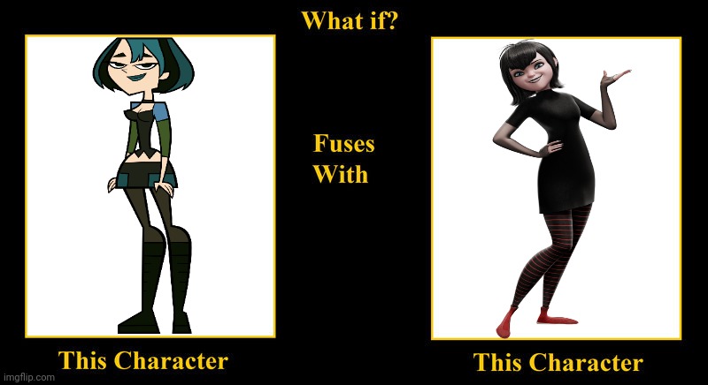 What if Gwen Fuses With Mavis Dracula | image tagged in what if fuses,hotel transylvania,mavis,gwen,total drama,goth | made w/ Imgflip meme maker