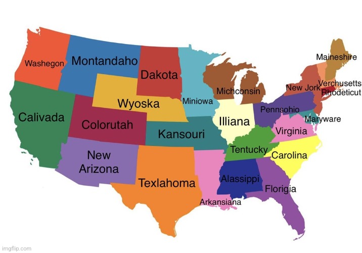 This is the funniest US map I have ever seen in my entire life | image tagged in maps,usa,funny | made w/ Imgflip meme maker