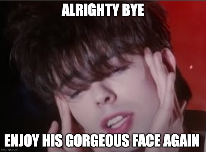 bye :3c | ALRIGHTY BYE; ENJOY HIS GORGEOUS FACE AGAIN | image tagged in ian mcculloch | made w/ Imgflip meme maker