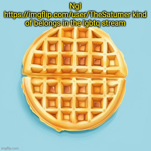 Waffle | Ngl https://imgflip.com/user/TheSaturner kind of belongs in the lgbtq stream | image tagged in waffle | made w/ Imgflip meme maker