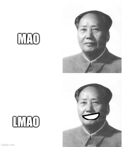 Funny Dictator name | MAO; LMAO | image tagged in china mao template,mao zedong,lmao | made w/ Imgflip meme maker