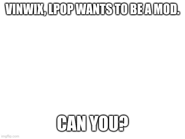 VINWIX | VINWIX, LPOP WANTS TO BE A MOD. CAN YOU? | image tagged in e | made w/ Imgflip meme maker