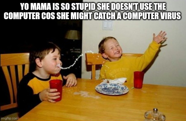 she's stupid | YO MAMA IS SO STUPID SHE DOESN'T USE THE COMPUTER COS SHE MIGHT CATCH A COMPUTER VIRUS | image tagged in memes,yo mamas so fat,yo mama joke | made w/ Imgflip meme maker