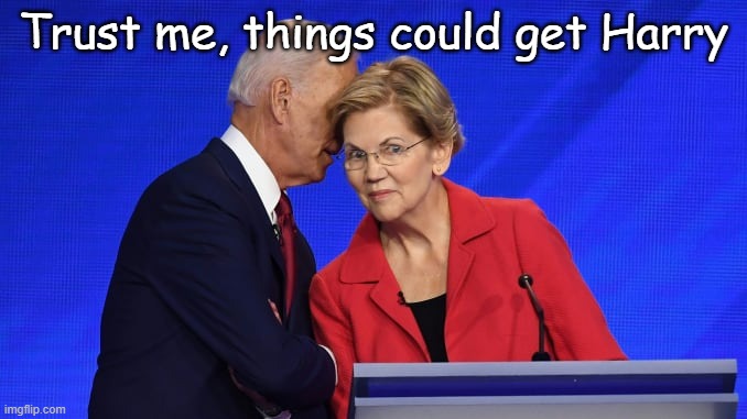 Biden Warren | Trust me, things could get Harry | image tagged in biden warren | made w/ Imgflip meme maker