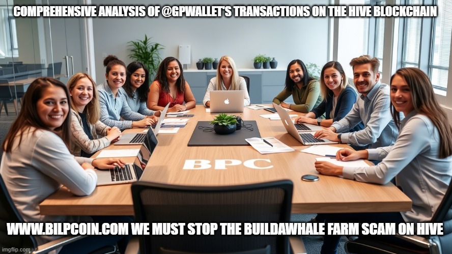 COMPREHENSIVE ANALYSIS OF @GPWALLET'S TRANSACTIONS ON THE HIVE BLOCKCHAIN; WWW.BILPCOIN.COM WE MUST STOP THE BUILDAWHALE FARM SCAM ON HIVE | made w/ Imgflip meme maker