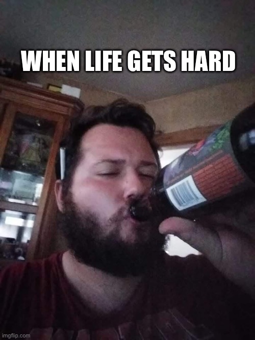 Just about how I feel | WHEN LIFE GETS HARD | image tagged in life,relatable memes,drinking,funny,memes,wtf | made w/ Imgflip meme maker