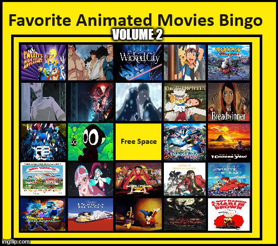 favorite animated movies bingo 2 Blank Meme Template