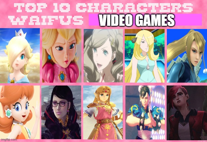 top 10 video game waifus Blank Meme Template