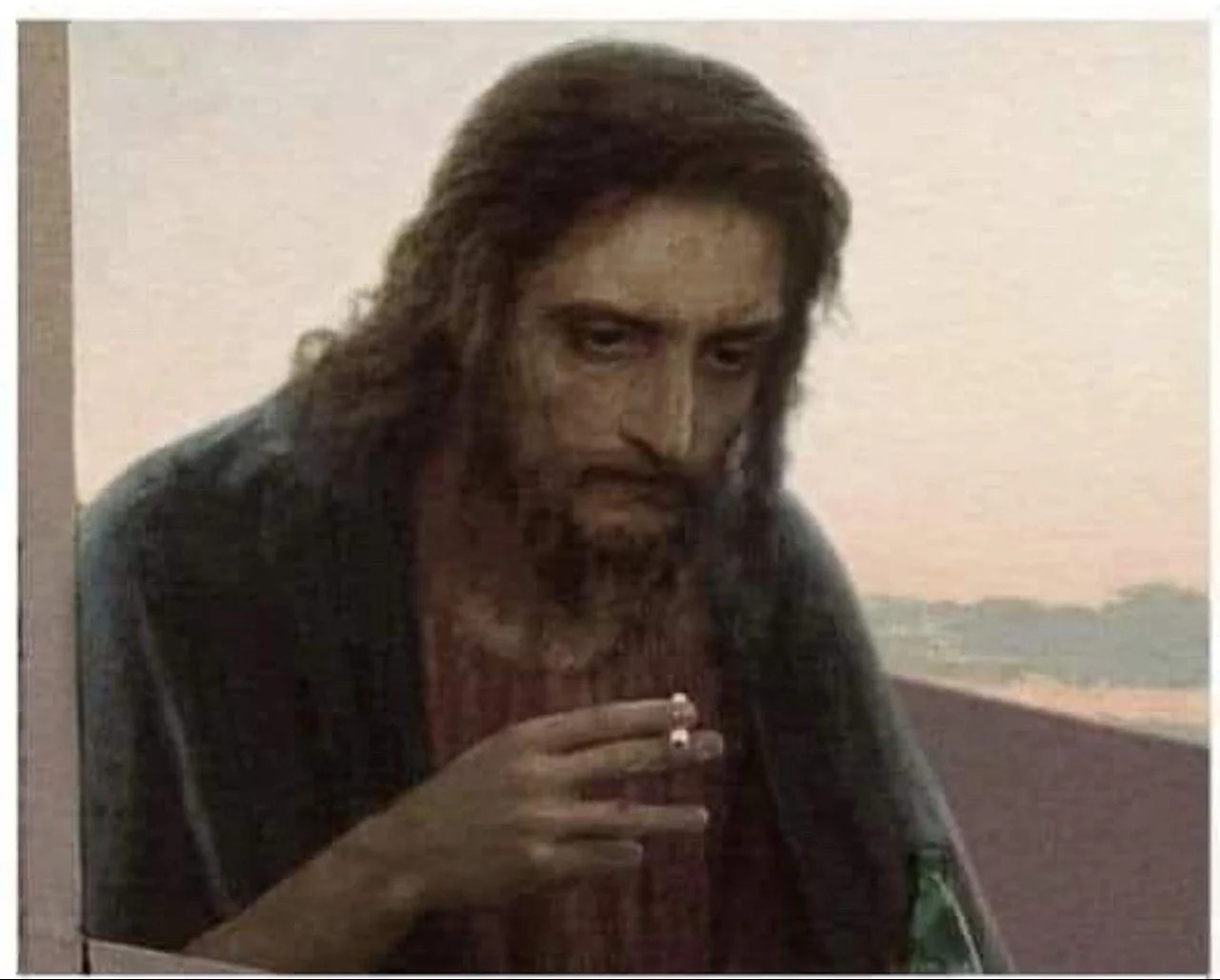 Jesus 1000 yard stare Blank Meme Template