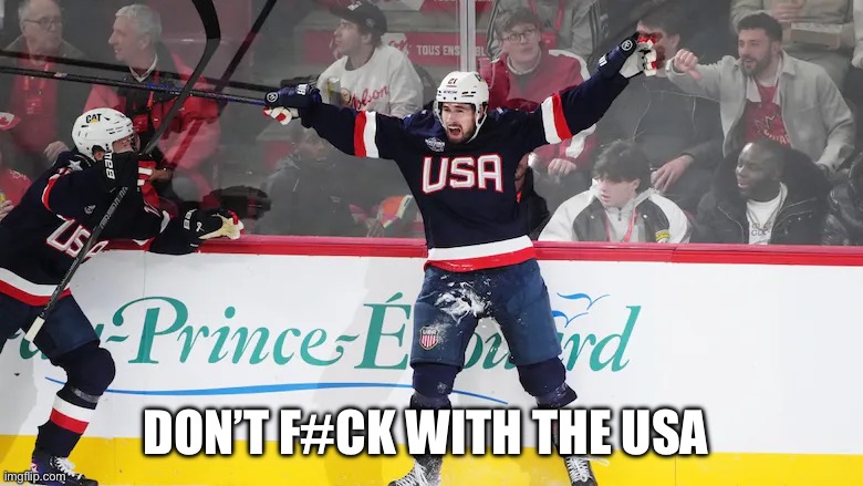 Hockey | DON’T F#CK WITH THE USA | image tagged in hockey | made w/ Imgflip meme maker