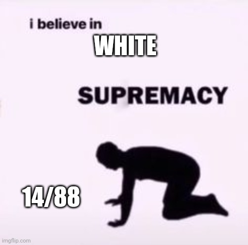 I believe in supremacy | WHITE; 14/88 | image tagged in i believe in supremacy | made w/ Imgflip meme maker