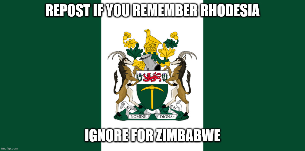 Better times fr | REPOST IF YOU REMEMBER RHODESIA; IGNORE FOR ZIMBABWE | image tagged in pepperidge farm remembers,rhodesia,every 60 seconds in africa a minute passes,africa | made w/ Imgflip meme maker