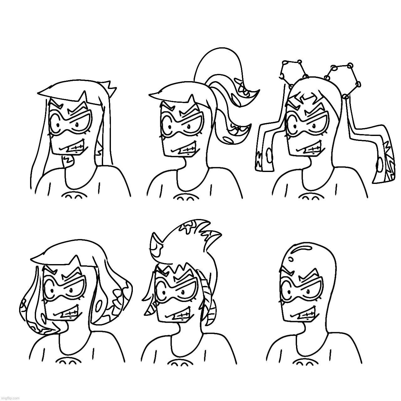 Here are some of the hairstyles skatez will have in some episodes of skatezy&vax | made w/ Imgflip meme maker