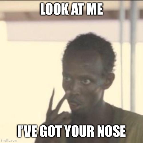 Got your nose | LOOK AT ME; I’VE GOT YOUR NOSE | image tagged in memes,look at me | made w/ Imgflip meme maker