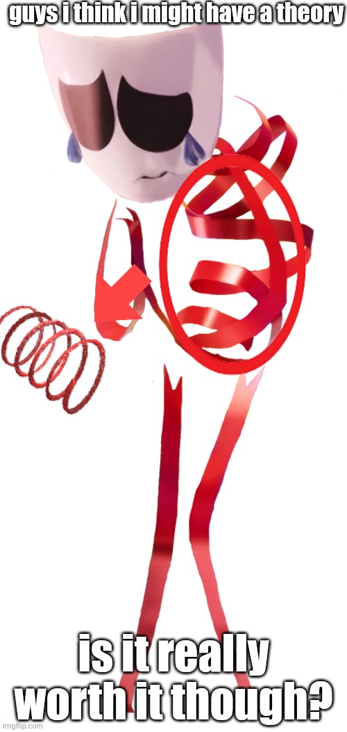 if your confused, gangles torso looks like a speed coil | guys i think i might have a theory; is it really worth it though? | image tagged in gangle | made w/ Imgflip meme maker