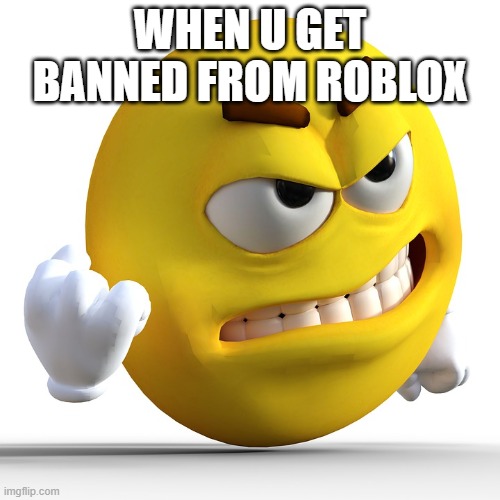 It sucks, doesn't it? | WHEN U GET BANNED FROM ROBLOX | image tagged in angry yellow m m | made w/ Imgflip meme maker