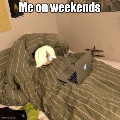 pur vaniller on duh puter | Me on weekends | image tagged in pur vaniller on duh puter | made w/ Imgflip meme maker