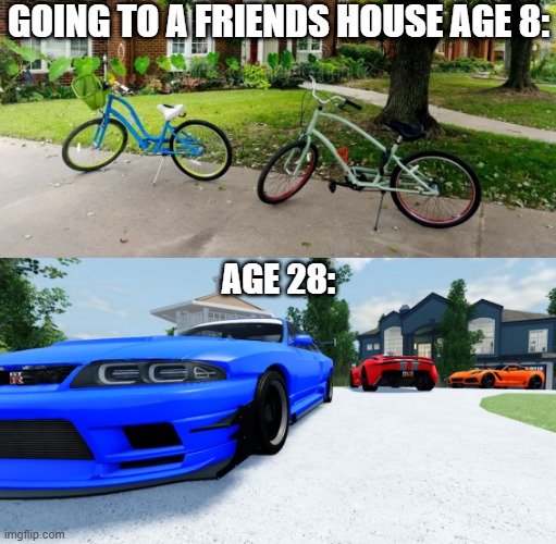 2019 ahh meme, ik | GOING TO A FRIENDS HOUSE AGE 8:; AGE 28: | made w/ Imgflip meme maker