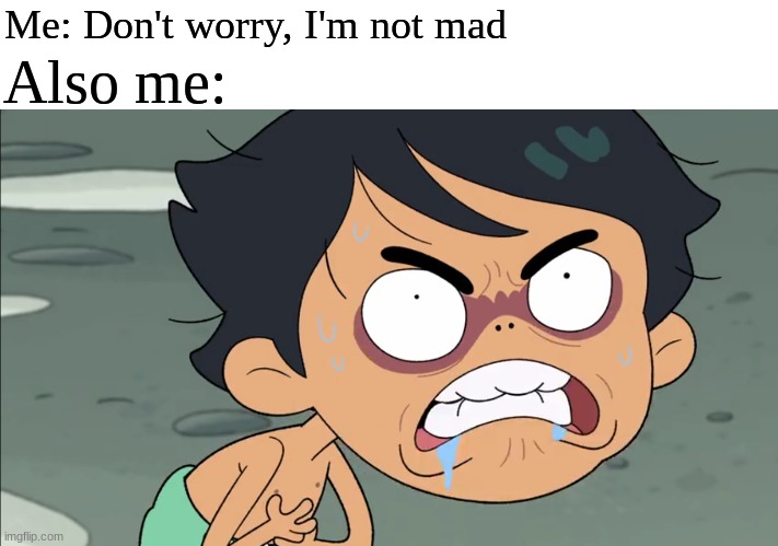 Really, I'm fine | Me: Don't worry, I'm not mad; Also me: | image tagged in memes,funny,relatable,cartoon,angry | made w/ Imgflip meme maker