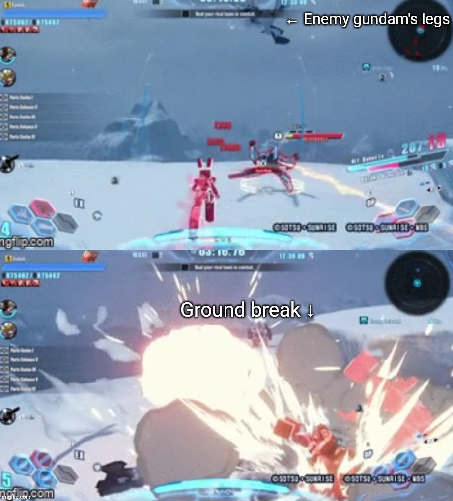 ← Enemy gundam's legs Ground break ↓ | made w/ Imgflip meme maker