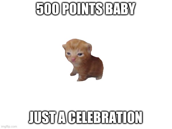 500 points | 500 POINTS BABY; JUST A CELEBRATION | image tagged in victory,blank,kittens | made w/ Imgflip meme maker