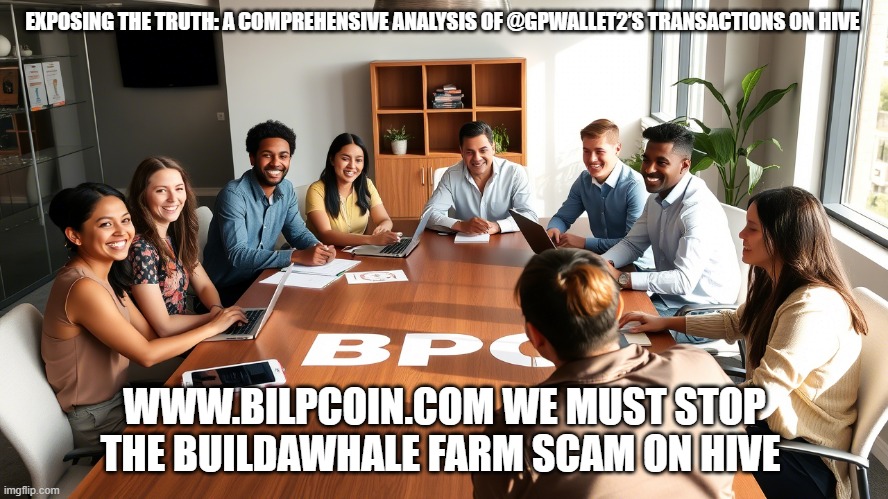 EXPOSING THE TRUTH: A COMPREHENSIVE ANALYSIS OF @GPWALLET2’S TRANSACTIONS ON HIVE; WWW.BILPCOIN.COM WE MUST STOP THE BUILDAWHALE FARM SCAM ON HIVE | made w/ Imgflip meme maker