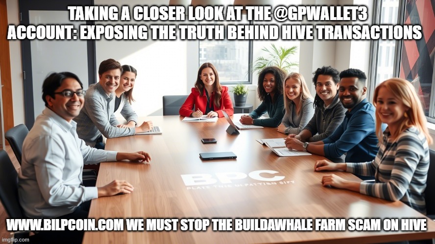 TAKING A CLOSER LOOK AT THE @GPWALLET3 ACCOUNT: EXPOSING THE TRUTH BEHIND HIVE TRANSACTIONS; WWW.BILPCOIN.COM WE MUST STOP THE BUILDAWHALE FARM SCAM ON HIVE | made w/ Imgflip meme maker