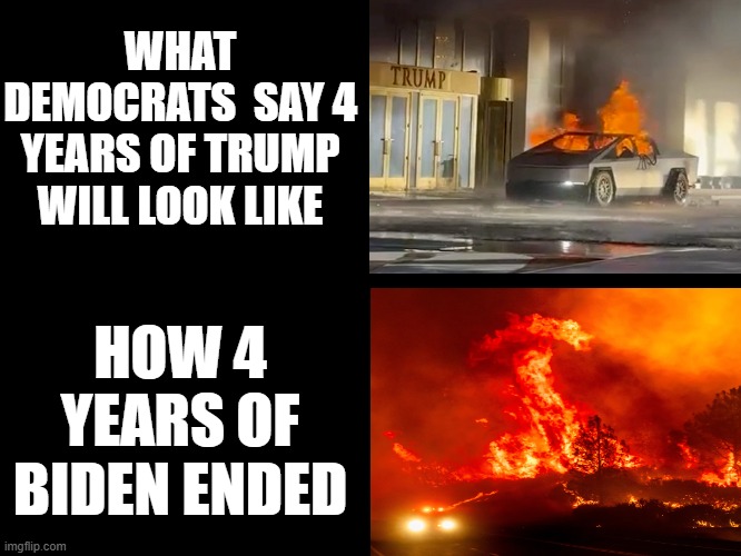 4 years of Biden vs 4 years of Trump | WHAT DEMOCRATS  SAY 4 YEARS OF TRUMP WILL LOOK LIKE; HOW 4 YEARS OF BIDEN ENDED | image tagged in donald trump,joe biden,political | made w/ Imgflip meme maker