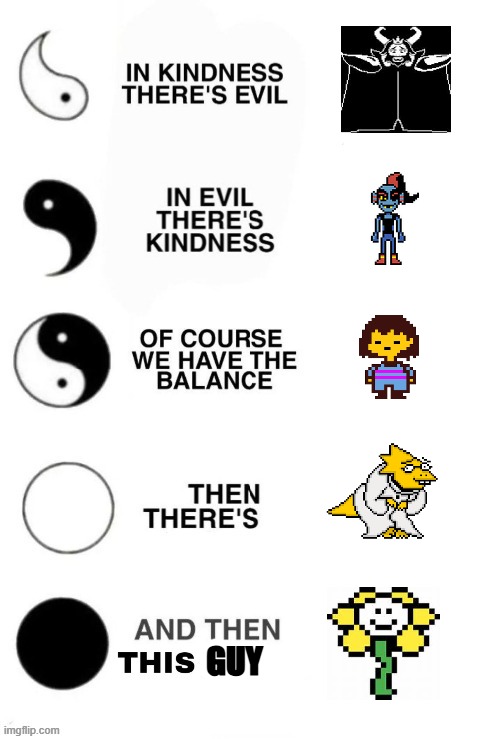 Undertale meme | GUY | image tagged in in kindness there's evil | made w/ Imgflip meme maker