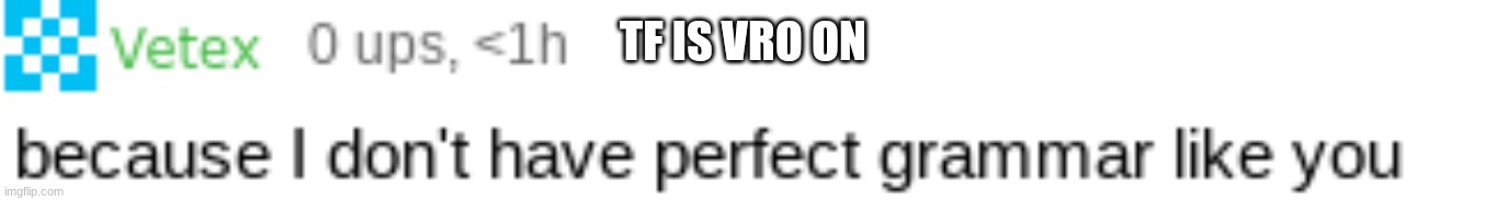TF IS VRO ON | made w/ Imgflip meme maker