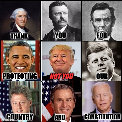 President's Day 2025 | FOR; YOU; THANK; PROTECTING; NOT YOU; OUR; CONSTITUTION; COUNTRY; AND | image tagged in not you,donald trump,president's day | made w/ Imgflip meme maker