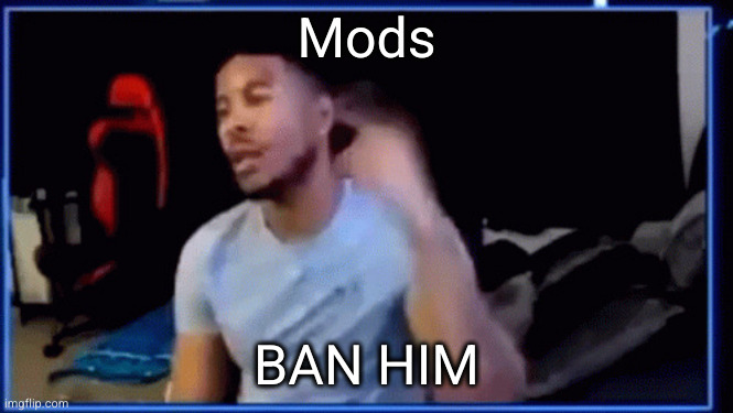 Mods ban him | Mods BAN HIM | image tagged in mods ban him | made w/ Imgflip meme maker