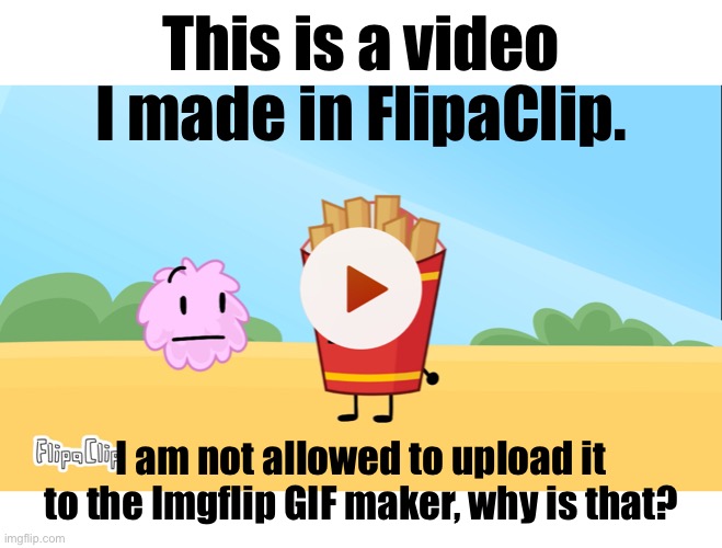 Please error, why am I not allowed to upload this to the Imgflip GIF maker? | This is a video I made in FlipaClip. I am not allowed to upload it to the Imgflip GIF maker, why is that? | made w/ Imgflip meme maker