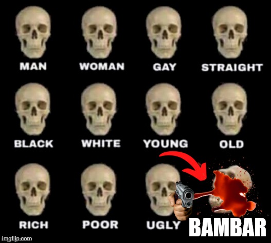 idiot skull | BAMBAR | image tagged in idiot skull | made w/ Imgflip meme maker