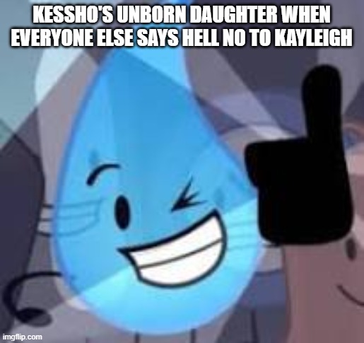 Teardrop thumbs up | KESSHO'S UNBORN DAUGHTER WHEN EVERYONE ELSE SAYS HELL NO TO KAYLEIGH | image tagged in teardrop thumbs up | made w/ Imgflip meme maker
