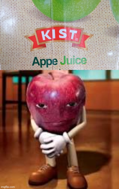 Apple juice | image tagged in apple staring,apple,apple juice,apples,you had one job,memes | made w/ Imgflip meme maker