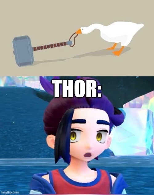 Looks like Thor isn't the only one who can wield Mjolnir. | THOR: | image tagged in goose,thor | made w/ Imgflip meme maker