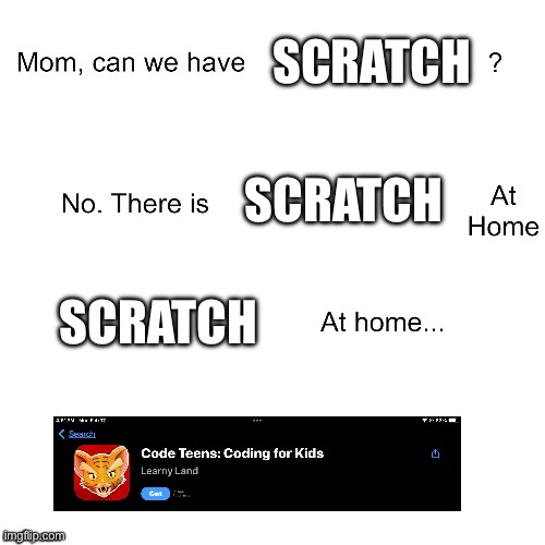 Bru | SCRATCH; SCRATCH; SCRATCH | image tagged in mom can we have | made w/ Imgflip meme maker