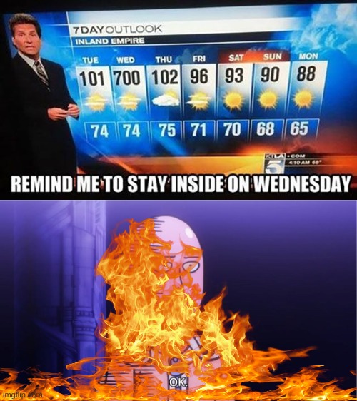 weather forecast fail | image tagged in saitama ok | made w/ Imgflip meme maker