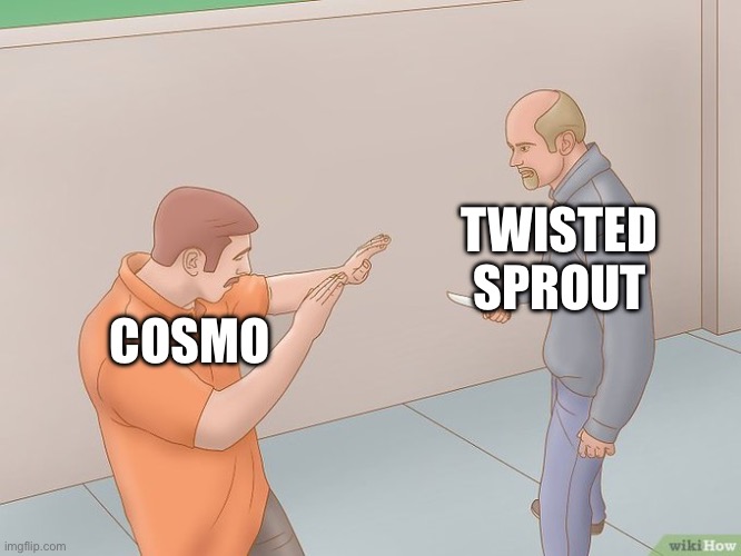 crazy stabbing | TWISTED SPROUT COSMO | image tagged in crazy stabbing | made w/ Imgflip meme maker