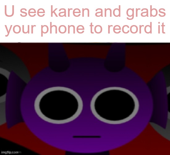 Durple Stare at you (without text) | U see karen and grabs your phone to record it | image tagged in durple stare at you without text | made w/ Imgflip meme maker