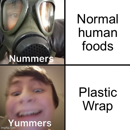 Yes. Plastic | Normal human foods; Plastic Wrap | image tagged in plastic,yummy | made w/ Imgflip meme maker