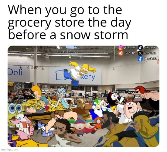 image tagged in grocery store,shopping,snowstorm,fight,fighting,chaos | made w/ Imgflip meme maker