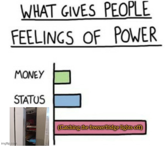 I CAUGHT IT, I FINALLY CAUGHT IT | (Catching the freezer/fridge lights off) | image tagged in what gives people feelings of power | made w/ Imgflip meme maker