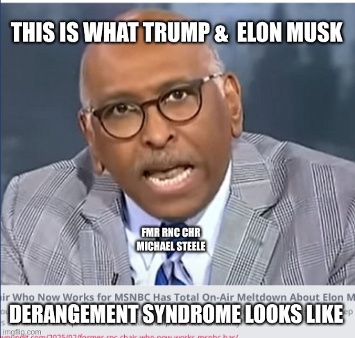 expression memes | THIS IS WHAT TRUMP &  ELON MUSK; FMR RNC CHR MICHAEL STEELE; DERANGEMENT SYNDROME LOOKS LIKE | image tagged in fmr rnc chr michael steel,tds | made w/ Imgflip meme maker