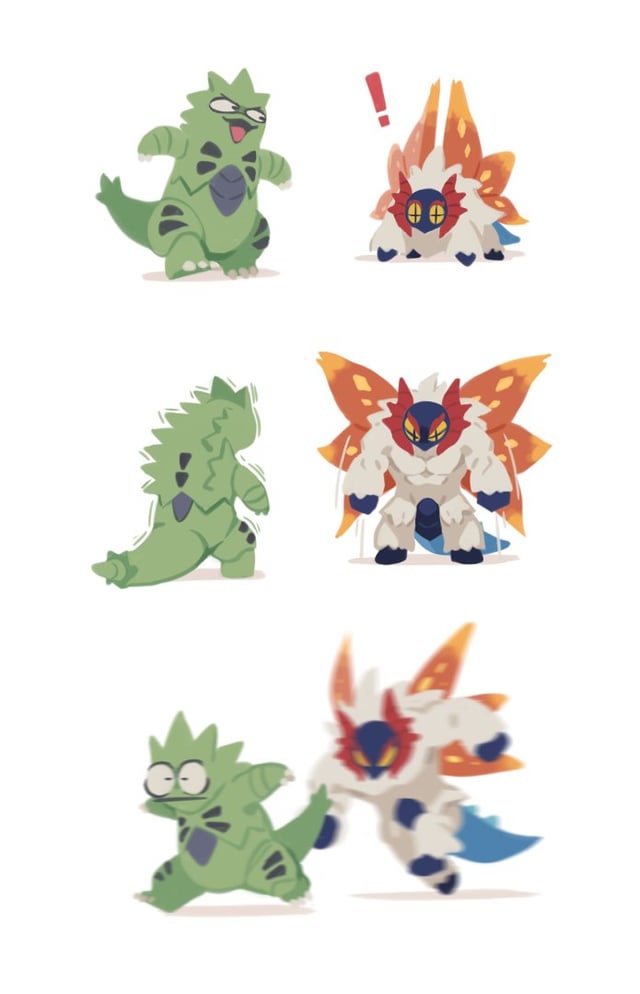 Tyranitar running away from Slither Wing Blank Meme Template