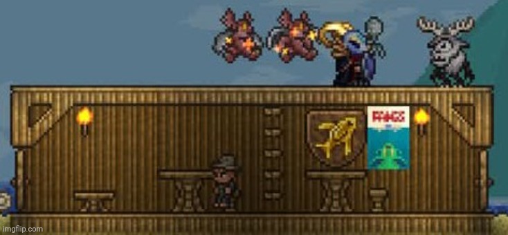 Got a Golden Carp and silly Jaws reference poster | image tagged in terraria,master mode,gaming,video games,nintendo switch,screenshot | made w/ Imgflip meme maker