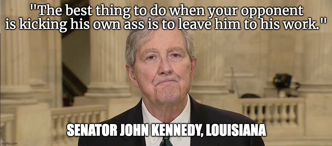 Democrats ≠ Democratic | "The best thing to do when your opponent is kicking his own ass is to leave him to his work."; SENATOR JOHN KENNEDY, LOUISIANA | image tagged in senator john kennedy,liberals | made w/ Imgflip meme maker